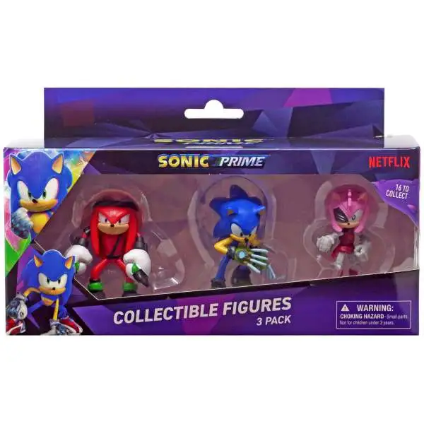 Sonic The Hedgehog Prime Collectible Figures Knuckles, Sonic & Metal Amy 2-Inch Mini Figure 3-Pack