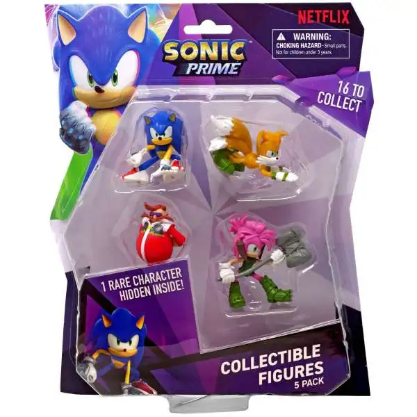 Sonic The Hedgehog Prime Collectible Figures Sonic, Tails, Amy, Dr. Eggman & Surprise Character 2.5-Inch Mini Figure 5-Pack