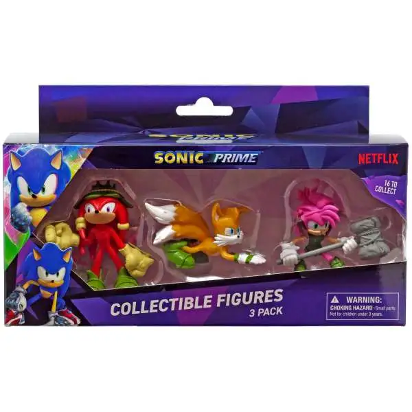 Sonic The Hedgehog Prime Collectible Figures Knuckles, Tails & Amy 2-Inch Mini Figure 3-Pack
