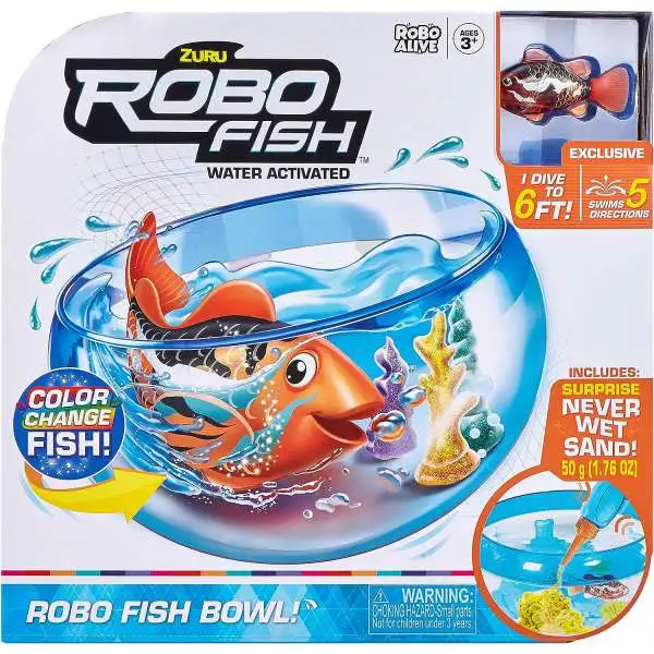 Robo Alive Robo Fish Swim 'n Fish Bowl Robotic Pet Figure [Orange]