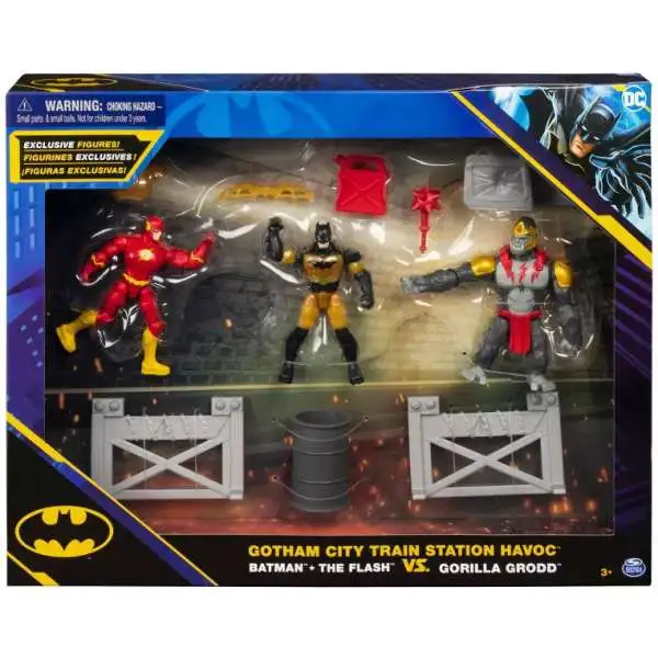 DC Batman Gotham City Train Station Havoc Action Figure Set [Batman + The Flash vs Gorilla Grodd]