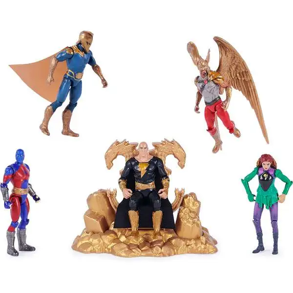 DC Black Adam + Justice Society Adam Smasher, Hawkman, Black Adam (On Throne), Cyclone & Dr Fate Exclusive Action Figure 5-Pack