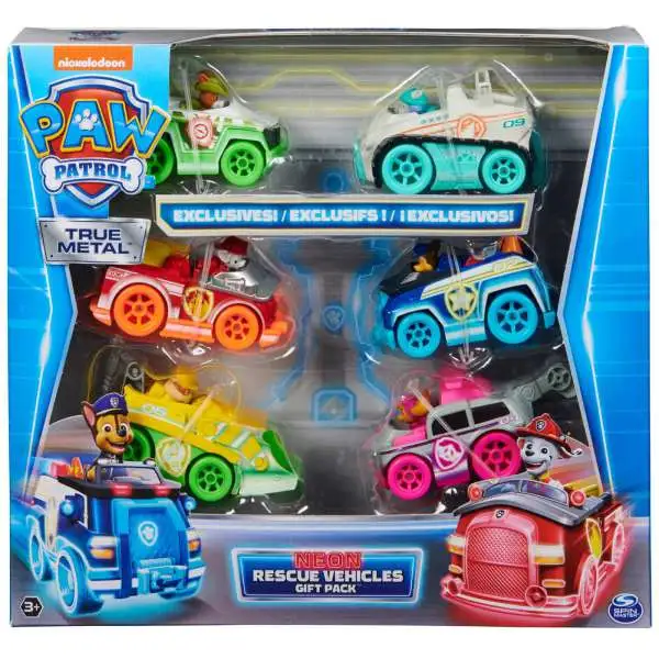 Paw Patrol True Metals Neon Rescue Vehicles Gift Pack 6-Pack