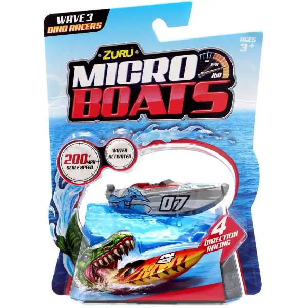 Micro Boats Wave 3 Dino Racers Silver #07 Speedboat [Water Activated!]