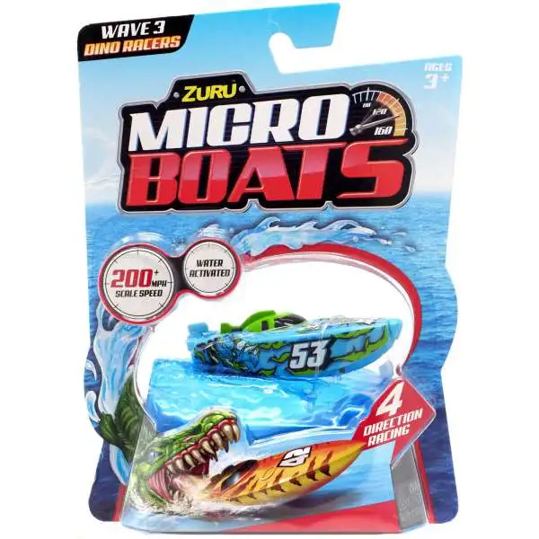 Micro Boats Wave 3 Dino Racers Blue #53 Speedboat [Water Activated!]