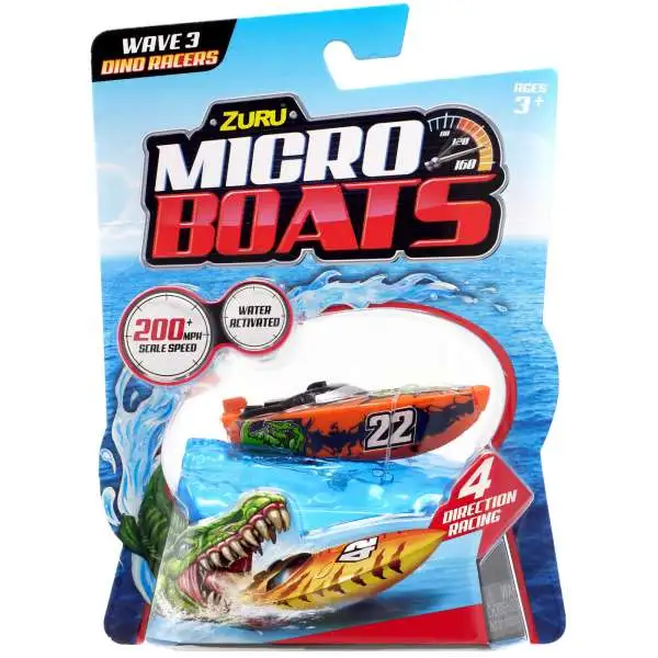 Micro Boats Wave 3 Dino Racers Orange #22 Speedboat [Water Activated!]