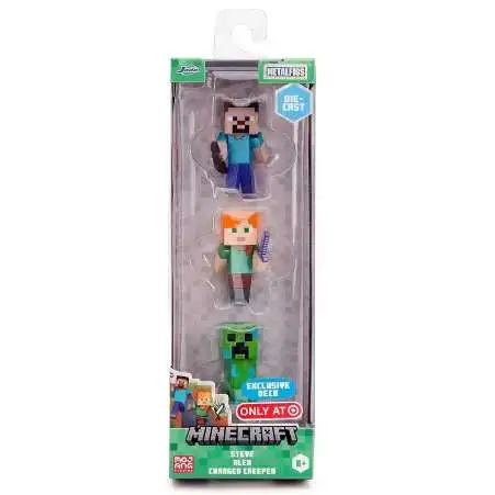 Minecraft Steve, Alex & Charged Creeper Exclusive Diecast Figure 3-Pack
