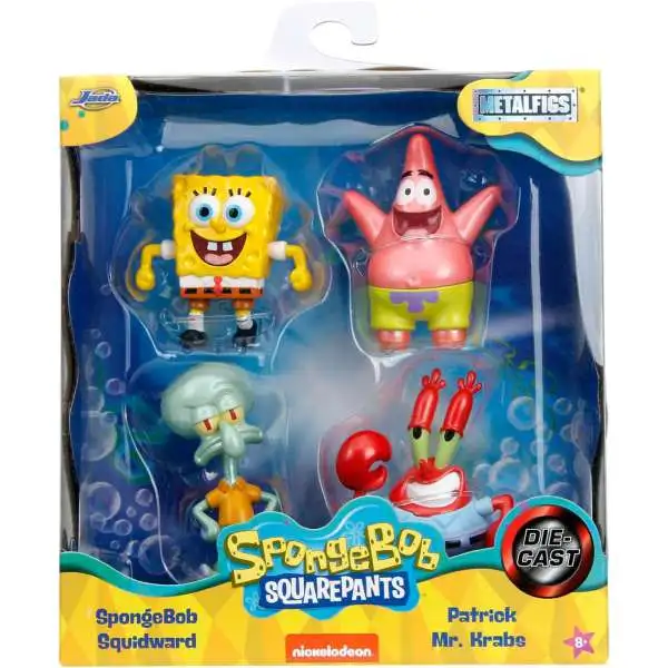 Nickelodeon Spongebob Squarepants Metalfigs Spongebob, Squidward, Patrick & Mr. Krabs 2.5-Inch Diecast Figure 4-Pack