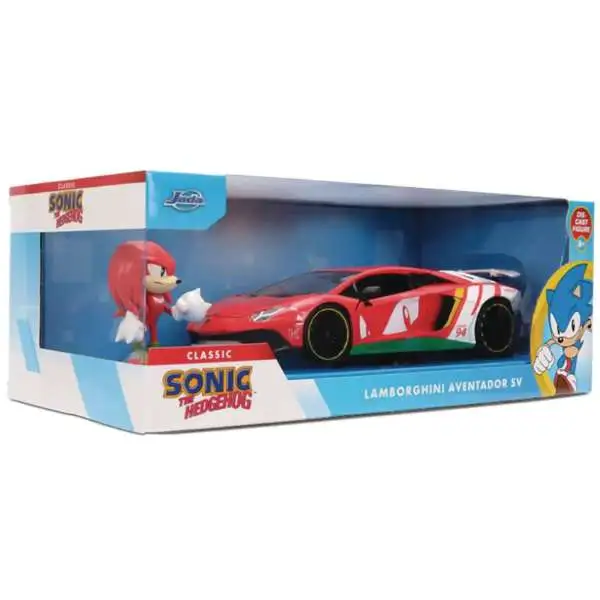 Sonic The Hedgehog Metalfigs Knuckles & Lamborghini Aventador SV Diecast Figure & Car
