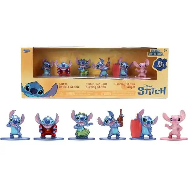 Disney Nano Metalfigs Classic, Red Suit, Hula, Ukulele, Surfboard & Angel 1.25-Inch Diecast Figure 6-Pack