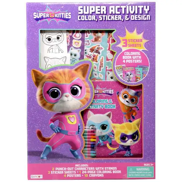Disney Junior SuperKitties Super Activity Color, Sticker & Design Activity Set [Coloring Book, 3 Sticker Sheets, Crayons & More!]