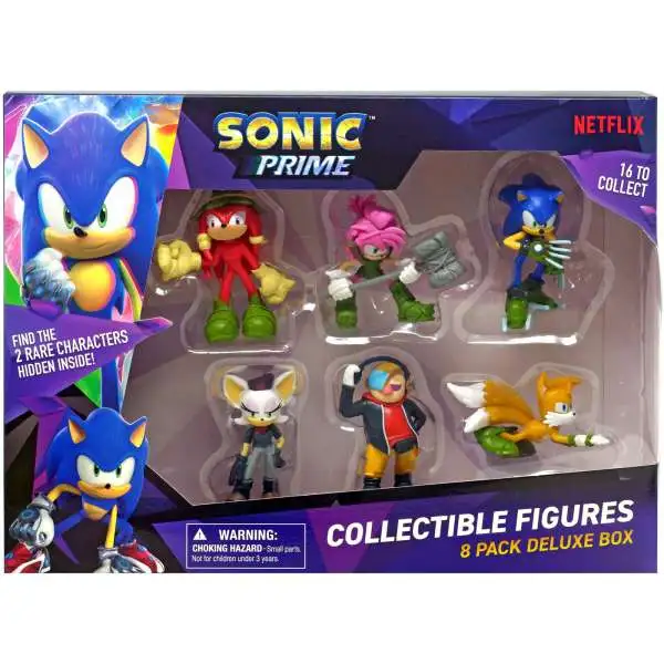 Sonic The Hedgehog Prime Collectible Figures Sonic, Knuckles, Amy, Rouge, Dr. Dont, Tails & 2x Rare Surprise Characters Mini Figure 8-Pack