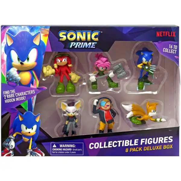 Sonic The Hedgehog Prime Collectible Figures Sonic, Knuckles, Amy, Rouge, Dr. Dont, Tails & 2x Rare Surprise Characters Mini Figure 8-Pack [Damaged Package]