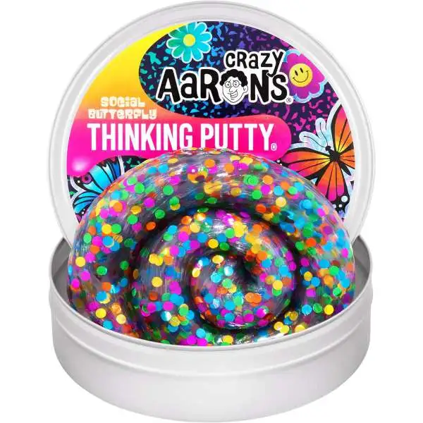 Thinking Putty Social Butterfly Rainbow Confetti 3.2Oz Putty