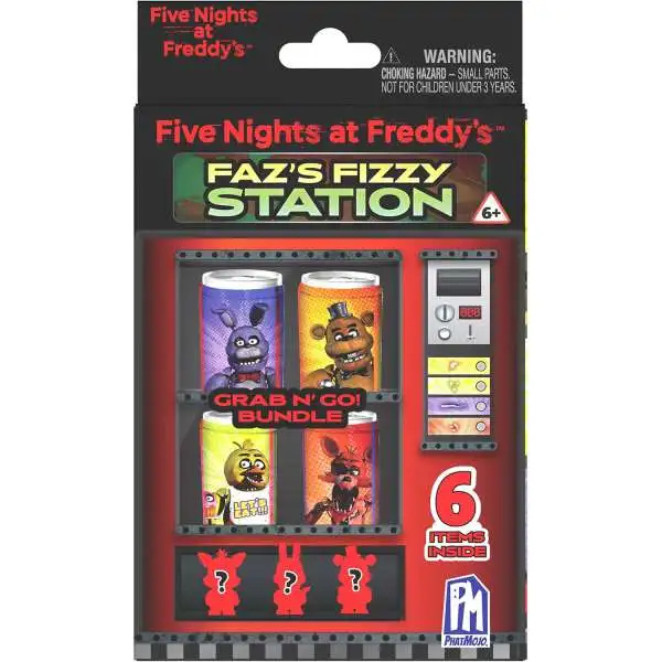 Five Nights at Freddy's Faz's Fizzy Station Grab N' Go Bundle Mystery Pack [3 RANDOM Figures, Trading Card, Sticker & More]
