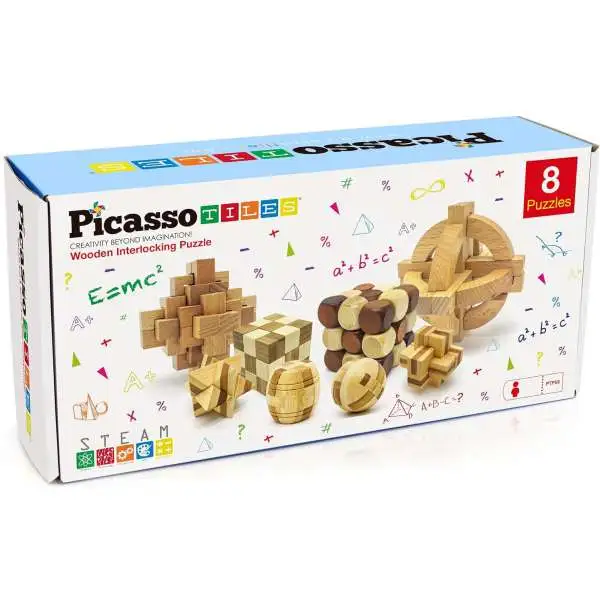 Picasso Tiles 8 Wooden Interlocking Puzzles Set