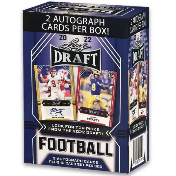 NFL Leaf 2022 Draft Football Trading Card BLASTER Box [2 Autograph Cards Plus 10 Card Set]