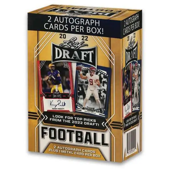 NFL Leaf 2022 Draft Football Trading Card BLASTER Box [2 Autographs + 1 Metal Card]