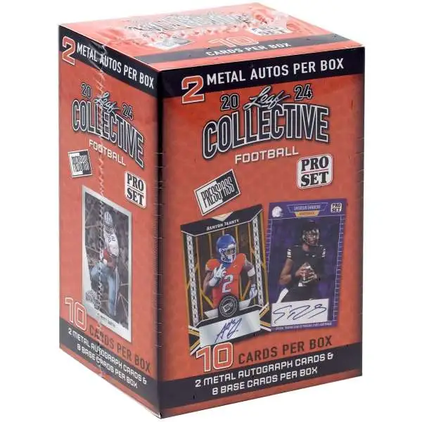 NFL Leaf 2024 Collective Football Trading Card BLASTER Box [10 Cards, 2 Metal Autos]