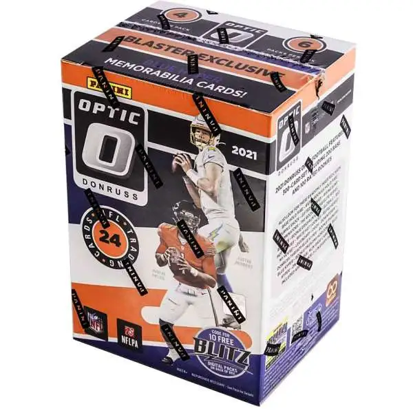 NFL Panini 2021 Donruss Optic Football Trading Card BLASTER Box [6 Packs, Purple Shock Parallels]