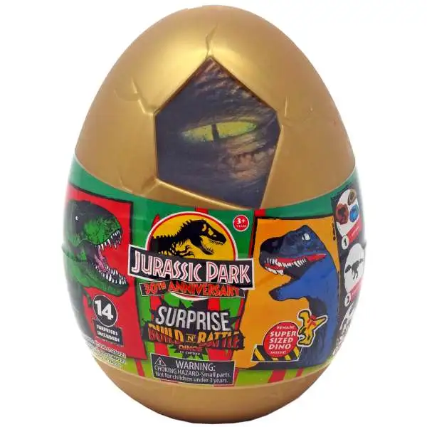 Jurassic Park 30th Anniversary Captivz Surprise Build N' Battle Dinos Mystery Egg DELUXE Pack [1 RANDOM Super-Sized Dino Figure, 14 Surprises!]