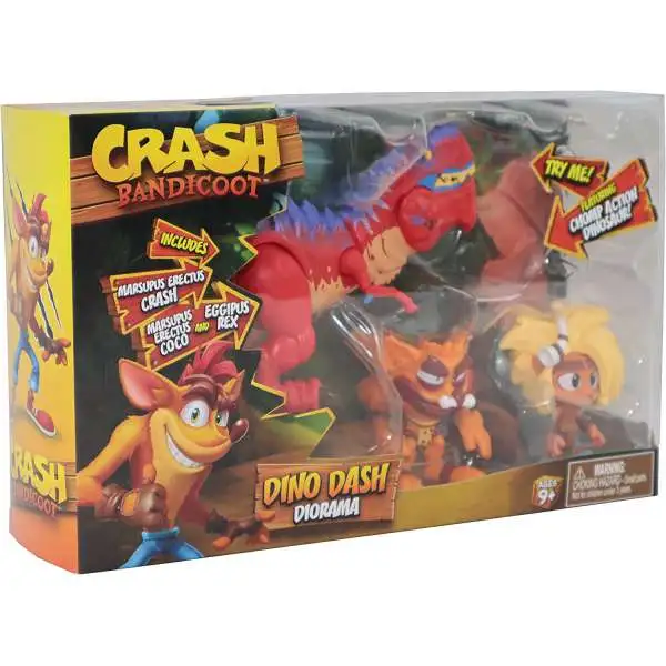 Crash Bandicoot Dino Dash Diorama Action Figure 3-Pack [Eggipus Rex, Marsupus Erectus Crash & Marsupus Erectus Coco]