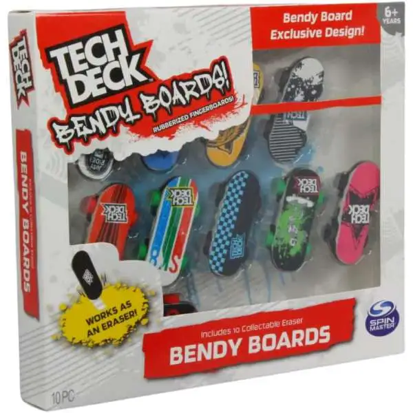 Tech Deck Bendy Boards Eraser 10-Pack [10 RANDOM Boards, Damaged Package]