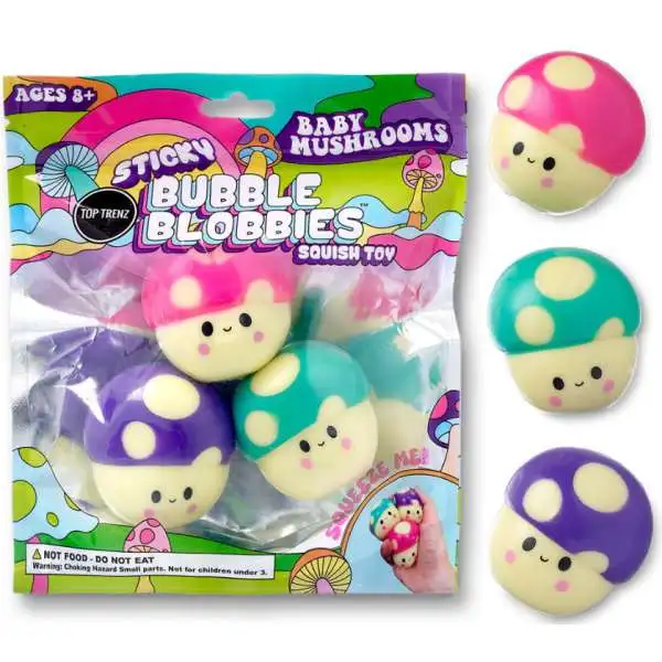 Sticky Bubble Blobbies Baby Mushrooms Squish Toy 3-Pack [Squeeze Me!]