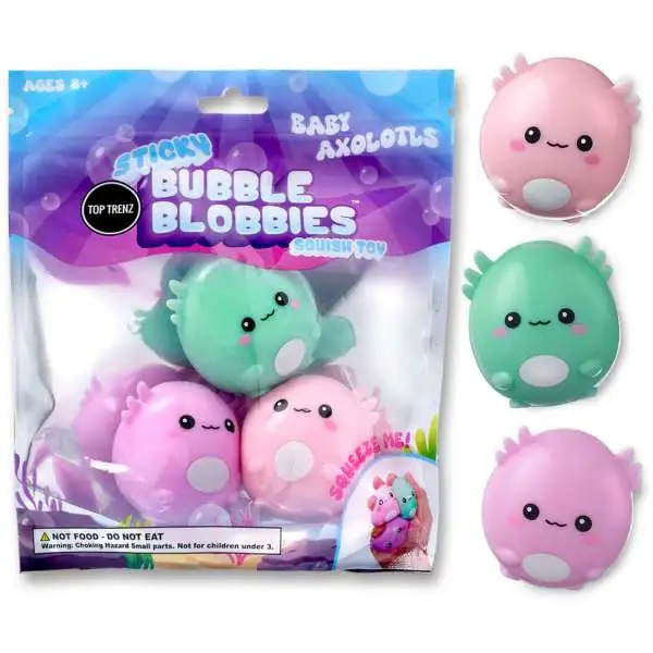 Sticky Bubble Blobbies Baby Axolotls Squish Toy 3-Pack [Squeeze Me!]