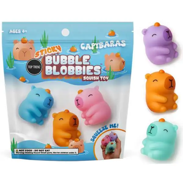Sticky Bubble Blobbies Capybaras Squish Toy 3-Pack [Squeeze Me!]