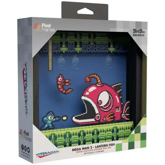 Mega Man 2 Pixel Frames Lantern Fish Shadow Box Art [9"x9"]