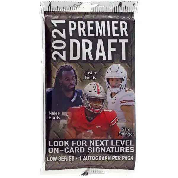 NFL 2021 Premier Draft Low Series Football Trading Card HOBBY Pack [7 Cards, 1 Autograph]