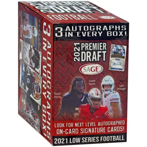 NFL 2021 Premier Draft Low Series Football Trading Card BLASTER Box [3 Autographs]