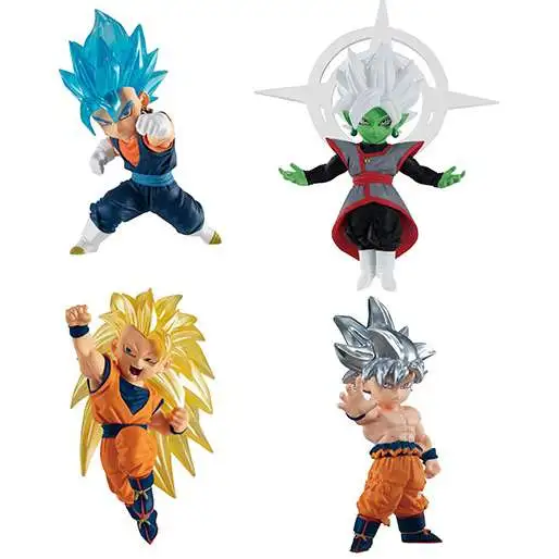 Dragon Ball Super Dragon Ball Adverge SS Vegito, Zamasu, SS3 Goku Punching, UI Goku 2.5-Inch Mini Figure 4-Pack