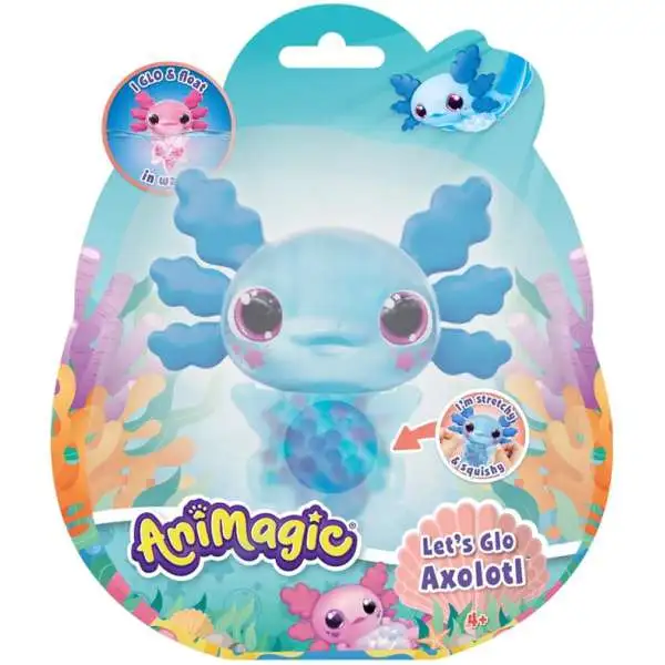 Animagic Let's Glo Axolotl BLUE Figure [Floats & Glow's in Water!]