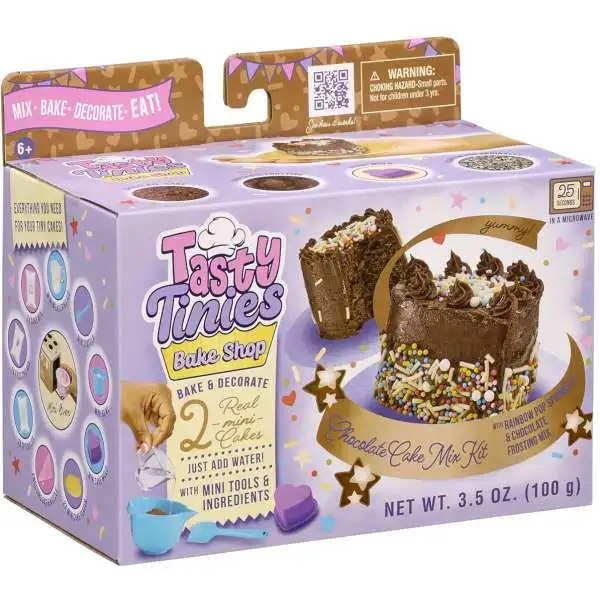 Tasty Tinies Bake Shop Chocolate Cake Mix Kit Food Activity Set [Rainbow Pop Sprinkles]