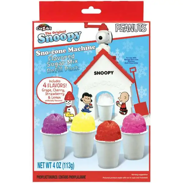 Peanuts Snoopy Sno-Cone Machine Flavored Sugar Mix Refill Pack [4 Flavors]