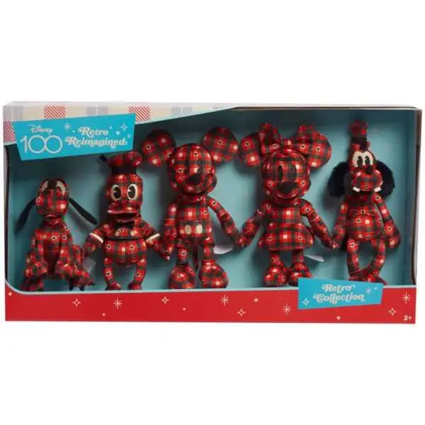 Disney100 Retro Reimagined Mickey, Minnie, Goofy, Donald & Pluto Exclusive Plush 5-Pack [Retro Collection]