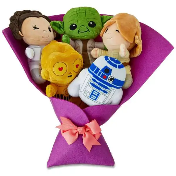 Star Wars 2025 Valentine's Day Leia, Luke, Yoda, C-3PO & R2-D2 Exclusive 7-Inch Plush Bouquet 5-Pack