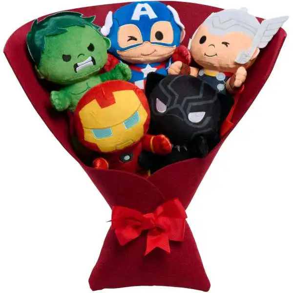 Marvel 2025 Valentine's Day Hulk, Captain America, Thor, Iron Man & Black Panther 16-Inch Plush Bouquet 2-Pack