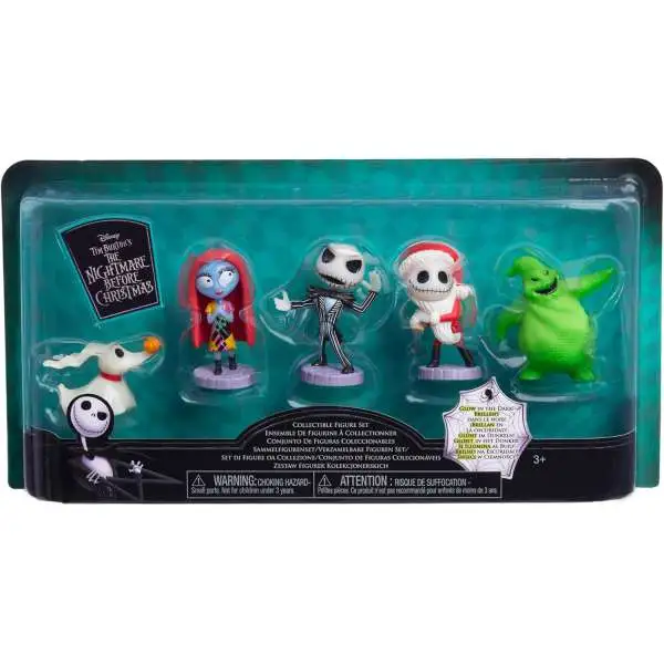 The Nightmare Before Christmas Zero, Sally, Jack, Santa Jack & Oogie Boogie 2.5-Inch Mini Figure 5-Pack [Glow-in-the-Dark]