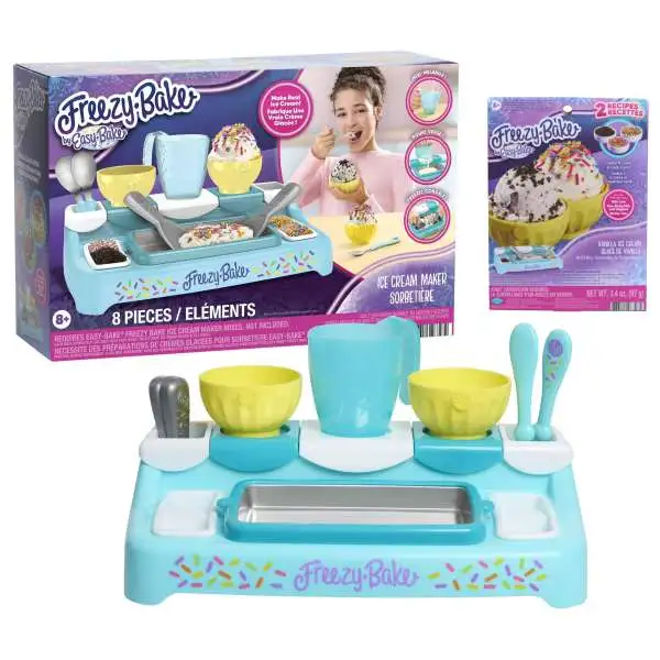 Easy Bake Freezy Bake Ice Cream Maker Cooking Set BUNDLE [INCLUDES 1 RANDOM FLAVOR Ice Cream Mix]