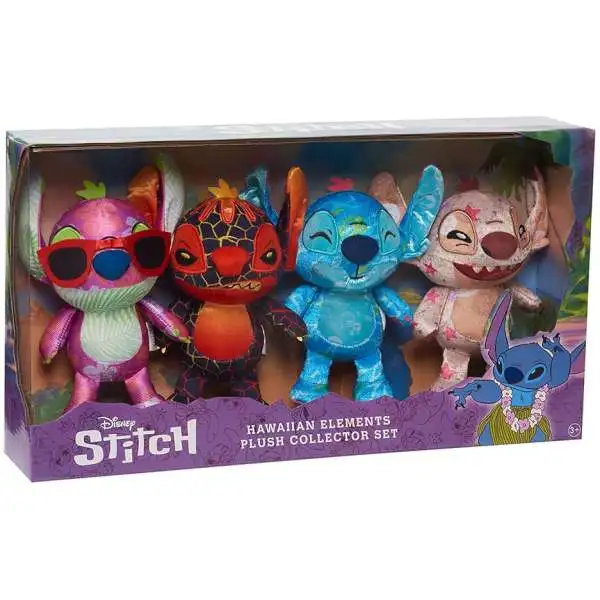 Disney Stitch Hawaiian Elements Exclusive Plush Collector Set 4-Pack