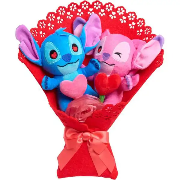 Disney 2025 Valentine's Day Angel & Stitch Exclusive 13.5-Inch Plush Bouquet 2-Pack