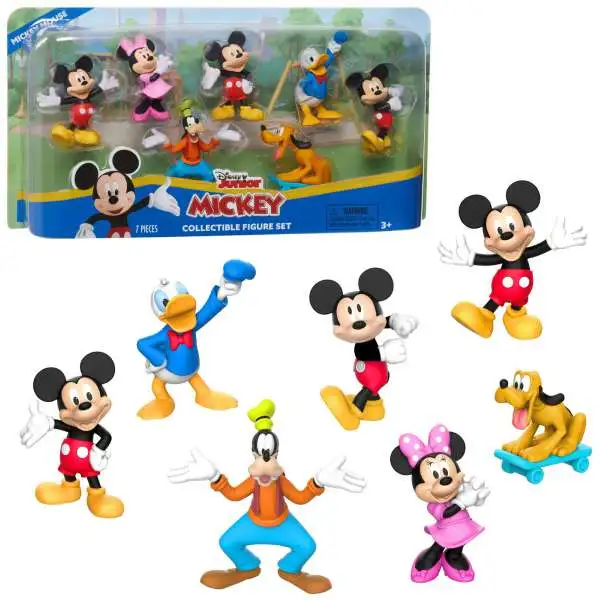 Disney Junior Mickey x3, Minnie, Goofy, Donald & Pluto 2.5-Inch Figure 7-Pack