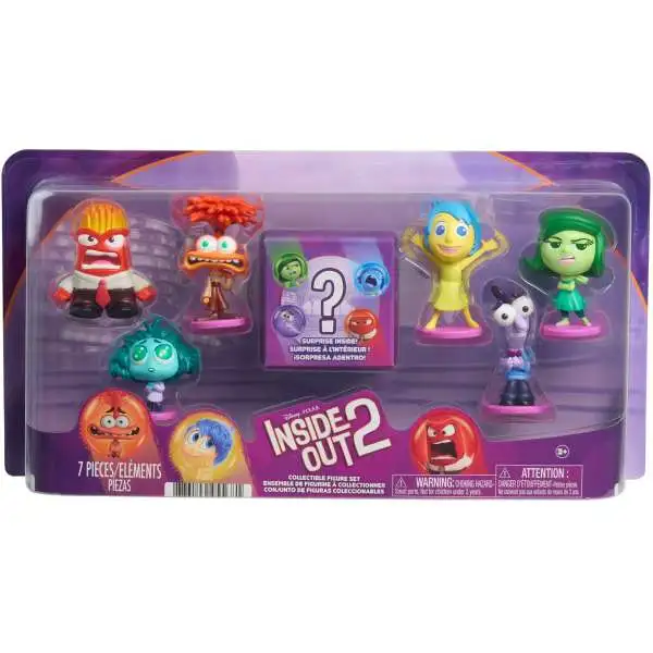 Disney Inside Out 2 Disgust, Anger, Joy, Anxiety, Envy, Fear & Mystery 2-Inch Collectible Figure 7-Pack