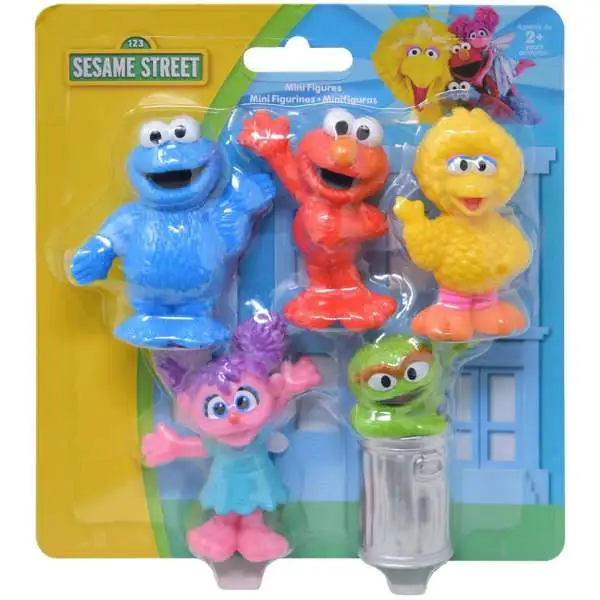 Sesame Street Cookie Monster, Elmo, Big Bird, Abby Cadabby & Oscar the Grouch 2.5-Inch Mini Figure 5-Pack