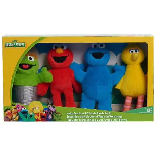 Sesame Street Oscar the Grouch, Elmo, Cookie Monster & Big Bird Exclusive 7-Inch Plush 4-Pack