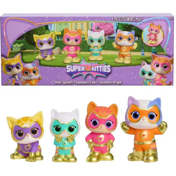 Disney Junior SuperKitties Bitsy, Ginny, Buddy & Sparks. Water Squirter 4-Pack