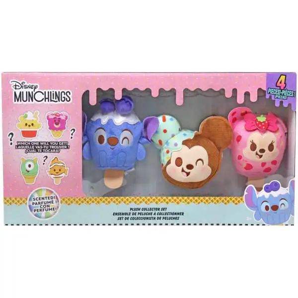 Disney Munchlings Mickey, Minnie, Stitch & Mystery 6-Inch Plush 4-Pack